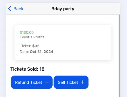 Card showing the different data with after running the transaction